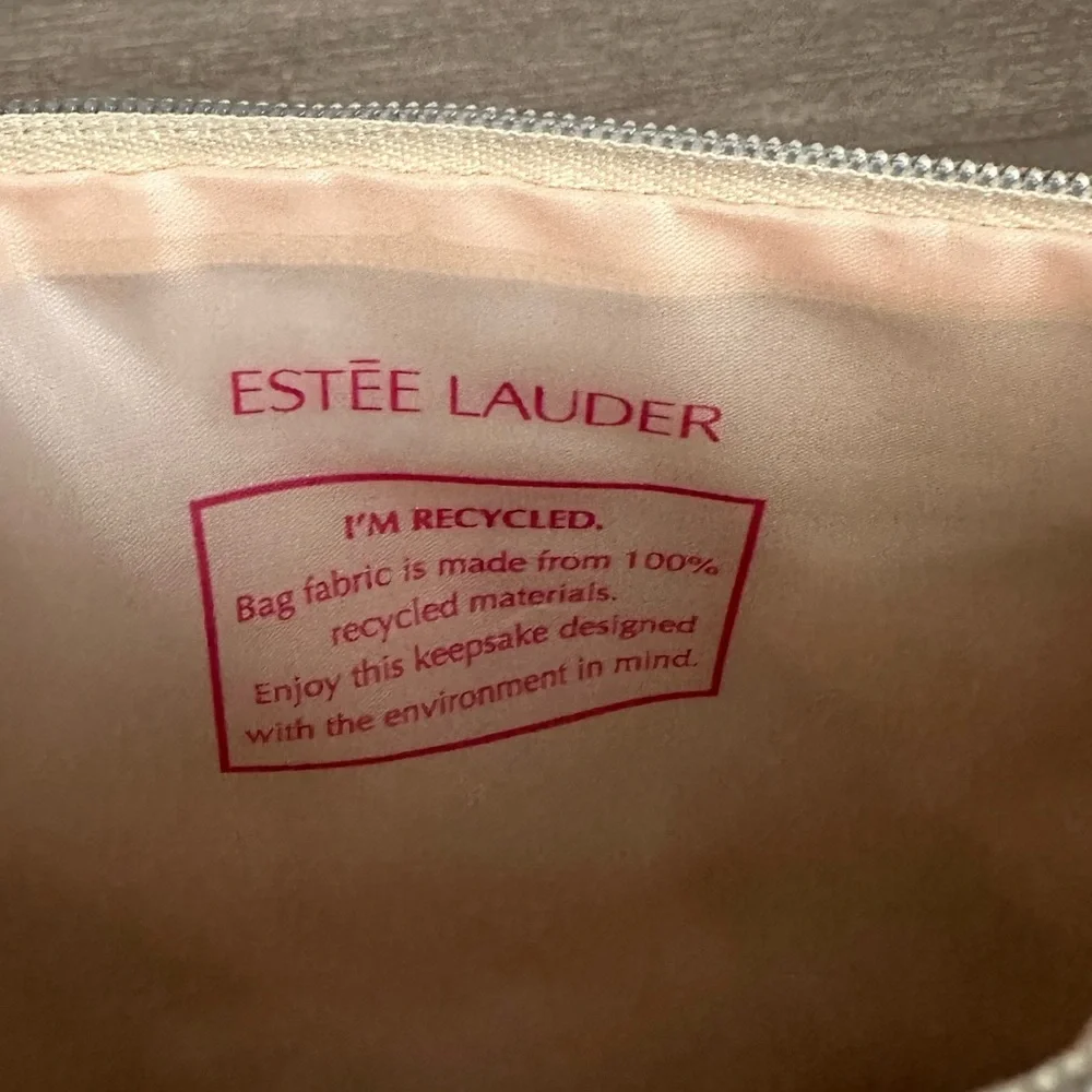 Estée Lauder Tropical Rattan Bamboo Makeup Bag Floral Hibiscus Flower Green